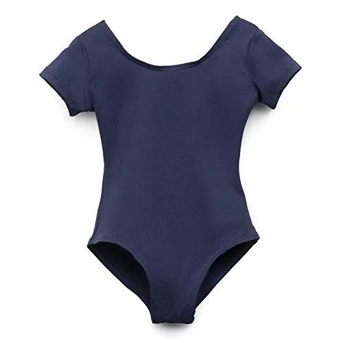 Elowel Kids Girls' Basic Short Sleeve Leotard (Size 2-14 Years) Navy