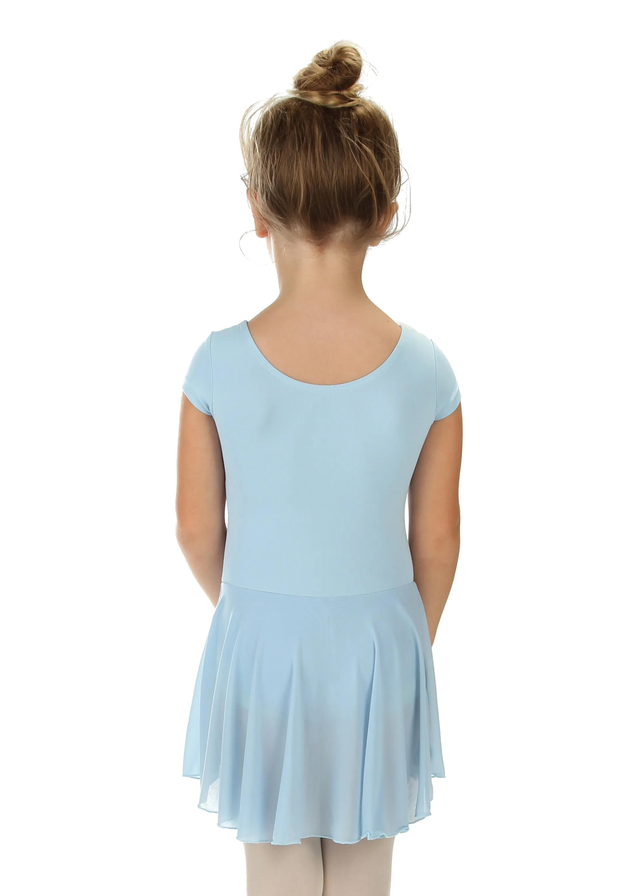 Elowel Kids Girls' Ruffle Short Sleeve Skirted Leotard (Size 2-14 Years) Light Blue