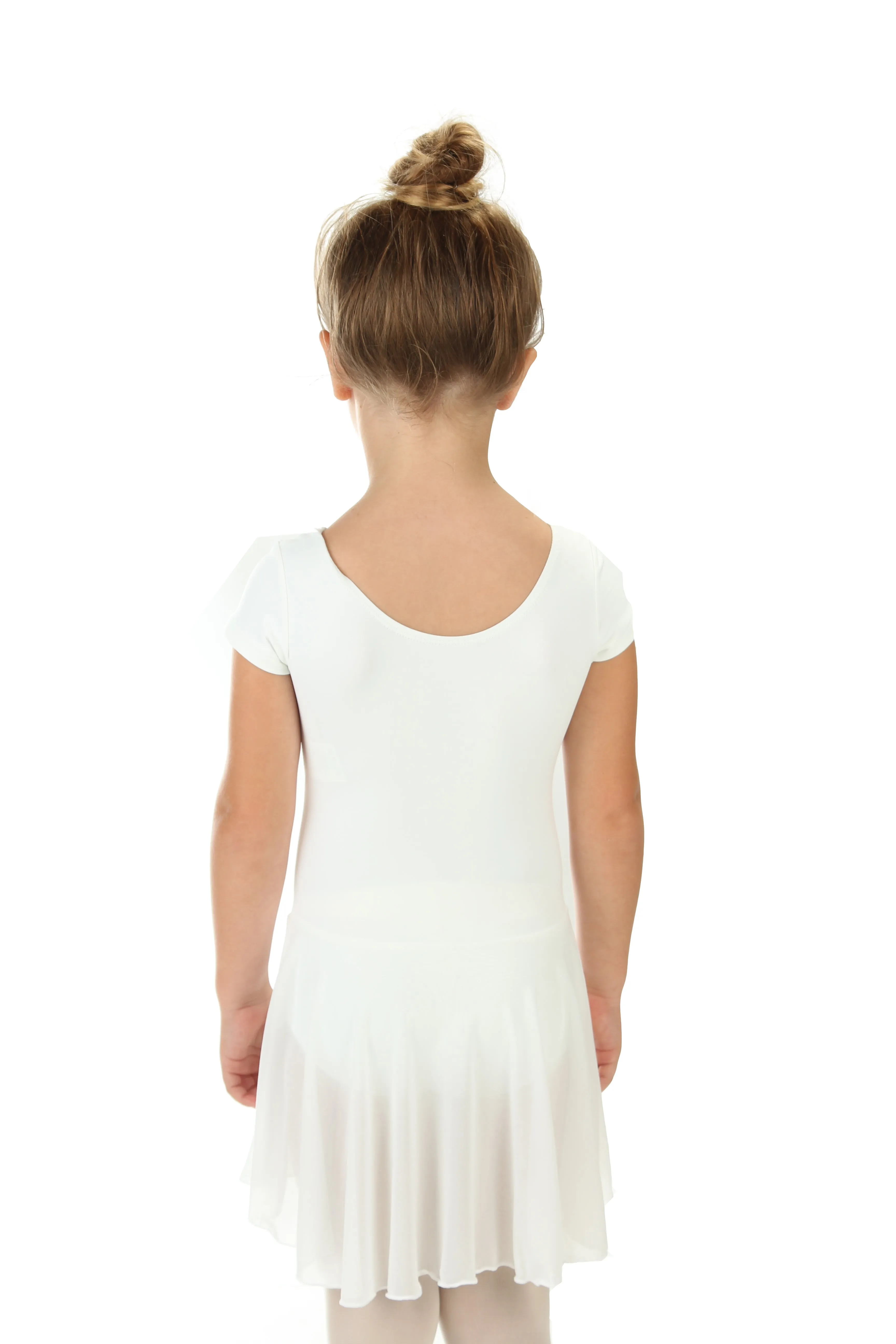 Elowel Kids Girls' Ruffle Short Sleeve Skirted Leotard (Size 2-14 Years) White