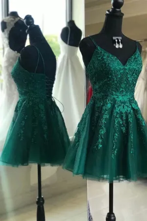 Emerald Green Lace 8th Grade Graduation Dress Homecoming Dress