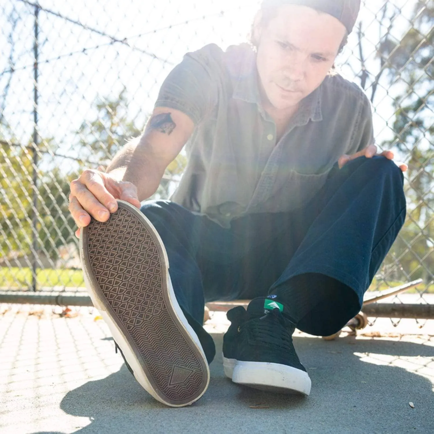 Emerica Pillar Mid Top Skate Shoes Black White Gold