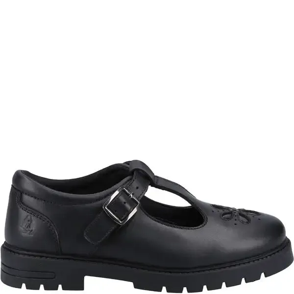 FIONA Girls Leather T-Bar Shoes Black