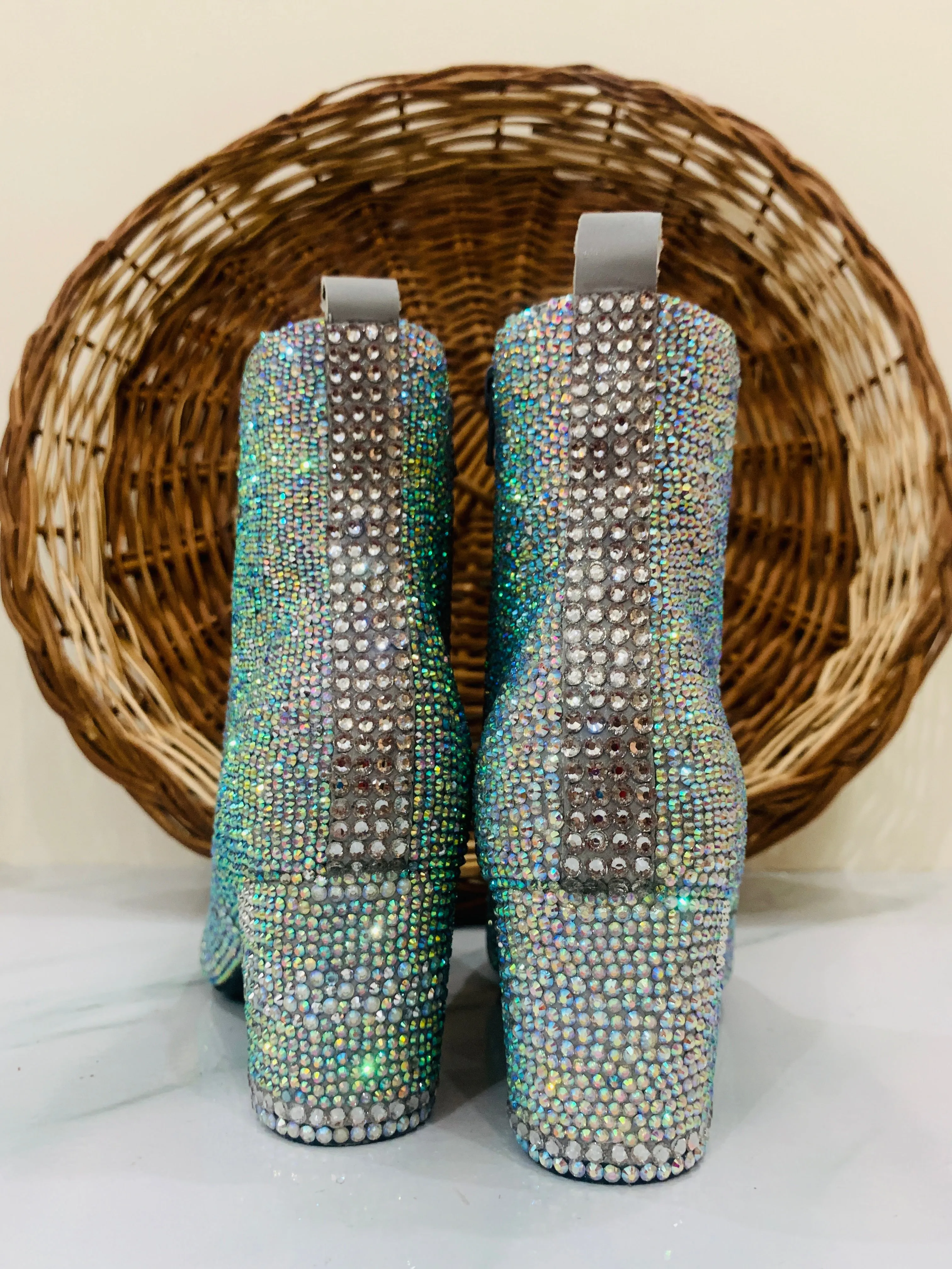 FUNKY N TRENDY Hand crystalized rhinestone boots for brides / bridesmaids/ silver boots / boots / rhinestone boots