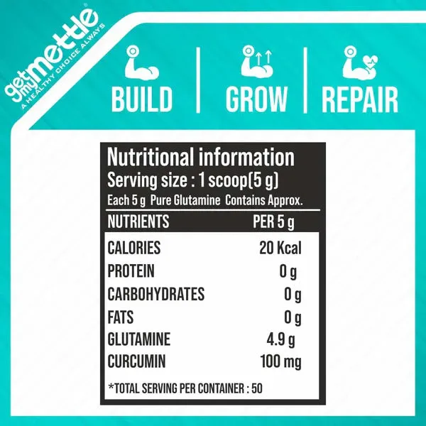 GetmyMettle Pure   Glutamine With Curcumin Powder for Better Immunity