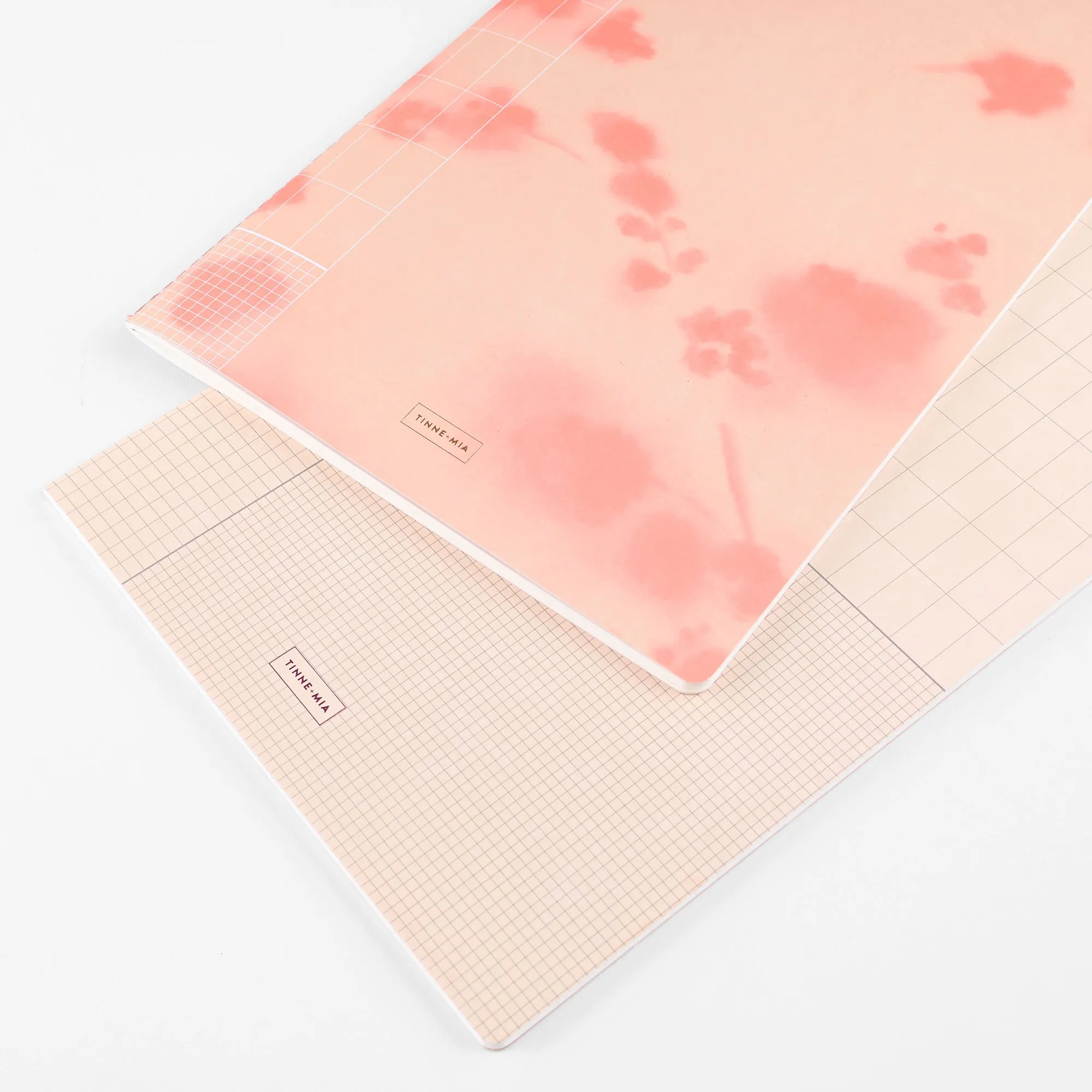 Ginger Blossom   Rose Grid Set of Two  Large Exercise Notebooks Lined