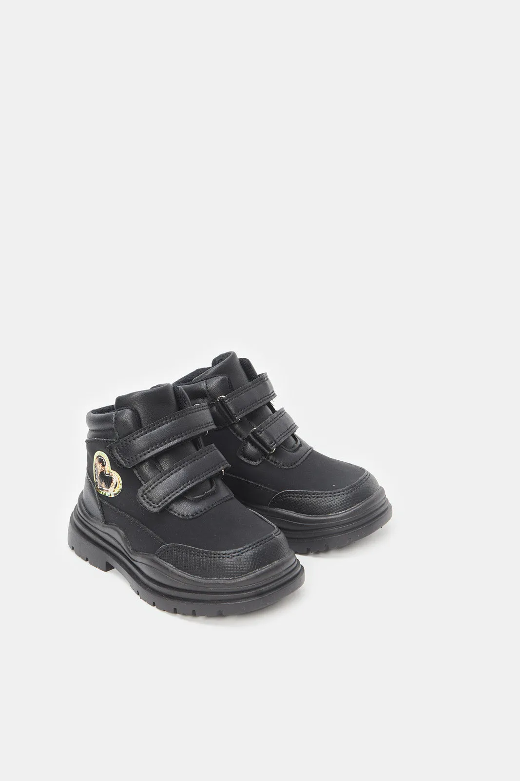 Girls Black Chunky High-Top Sneakers