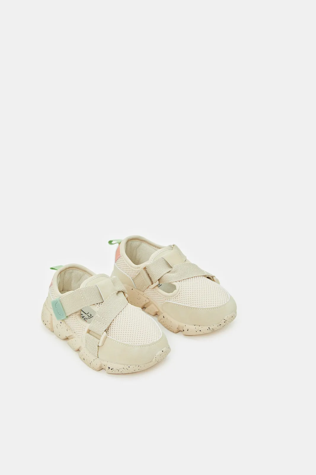 Girls Cream Strap Trainer