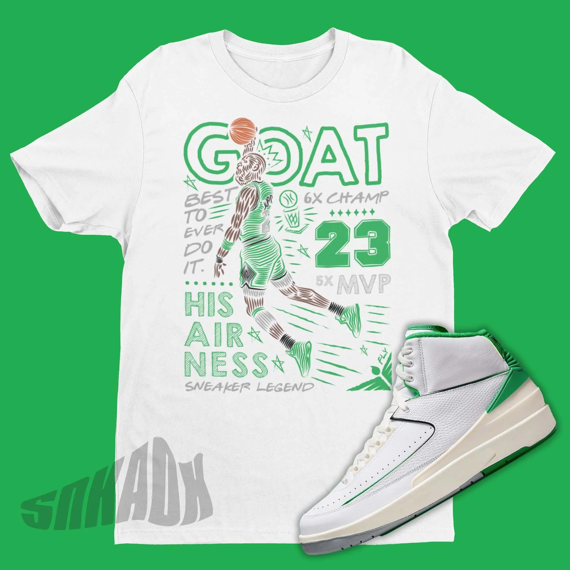 Goat Shirt For Matching Air Jordan 2 Lucky Green