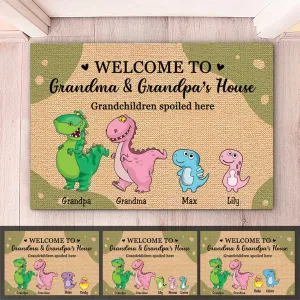 Grandpa & Grandma - Welcome To Grandma And Grandpa's House. Grandchildren Spoiled Here - Personalized Doormat