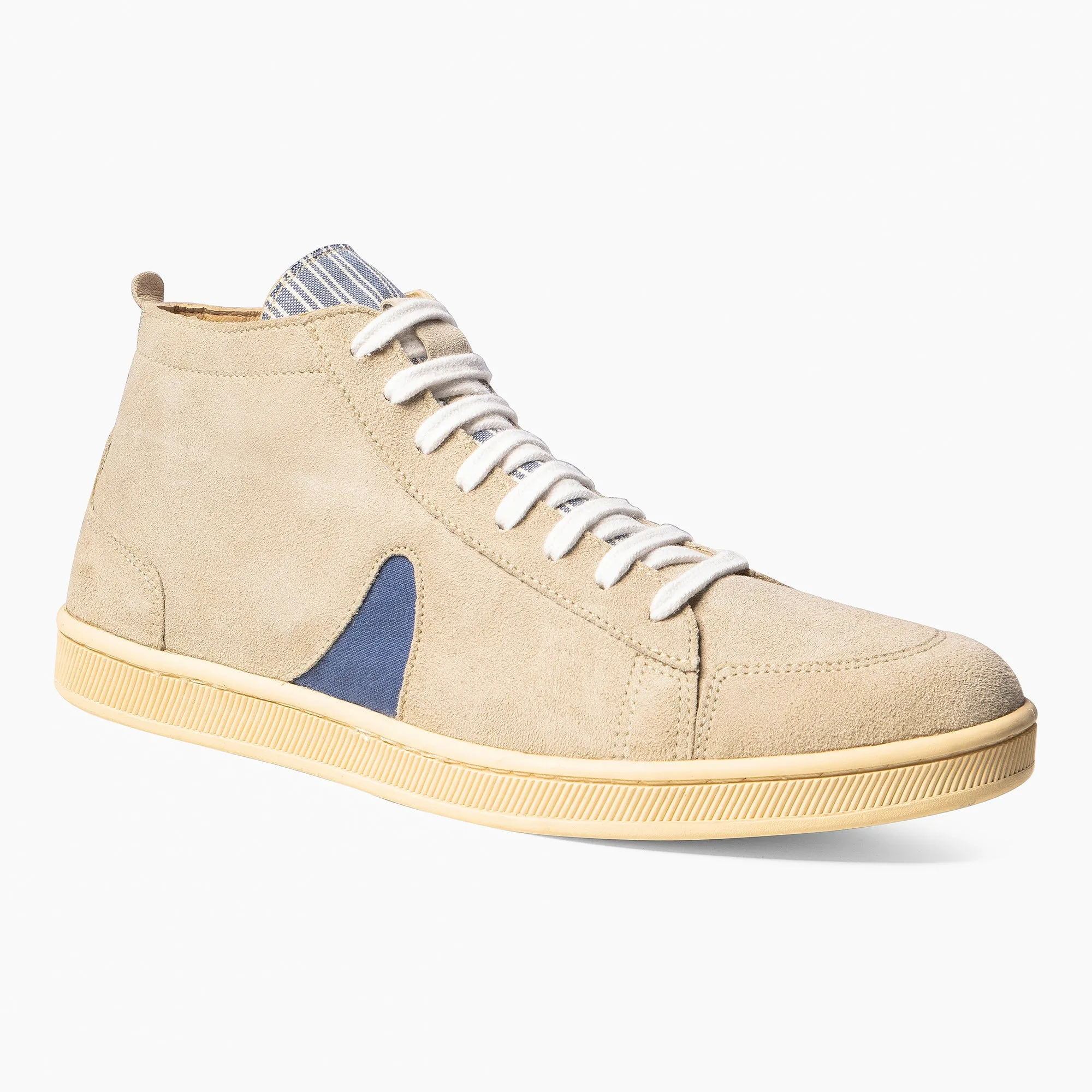 Grey Suede Blue Horn Lamu High Top Sneakers