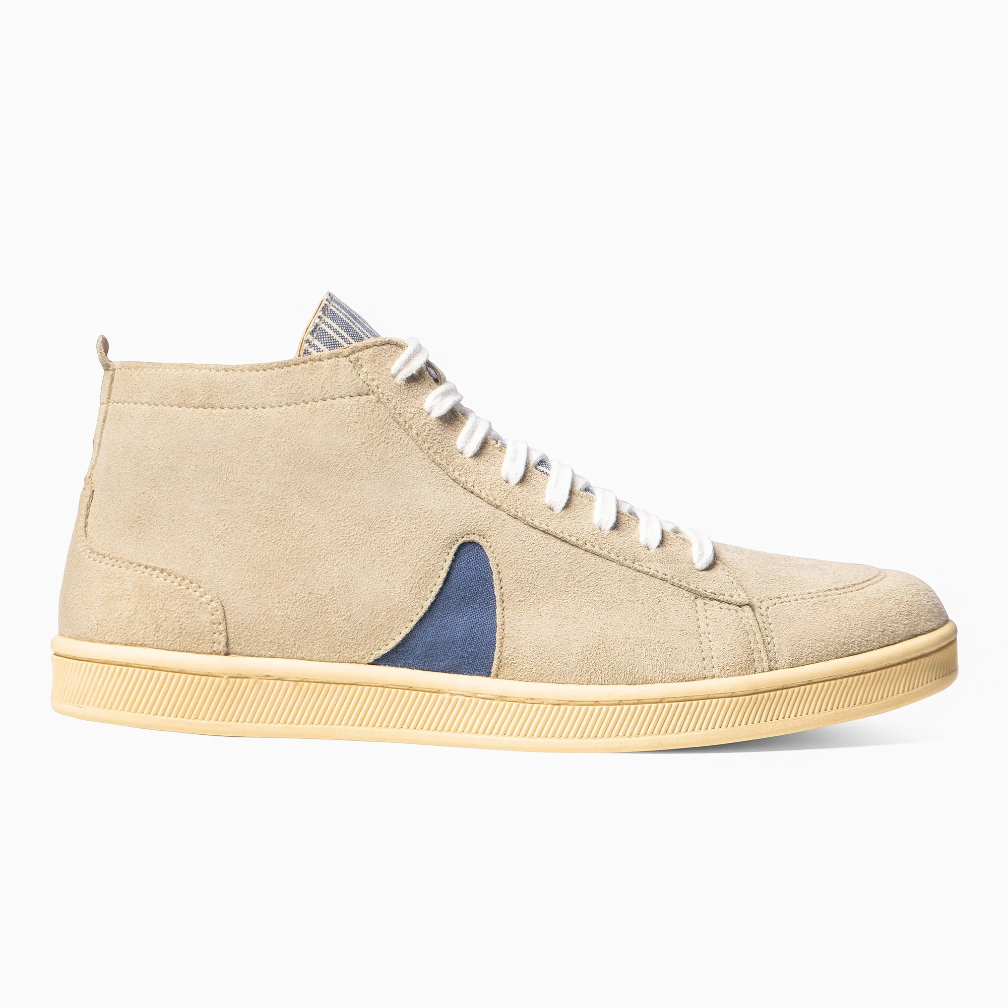 Grey Suede Blue Horn Lamu High Top Sneakers