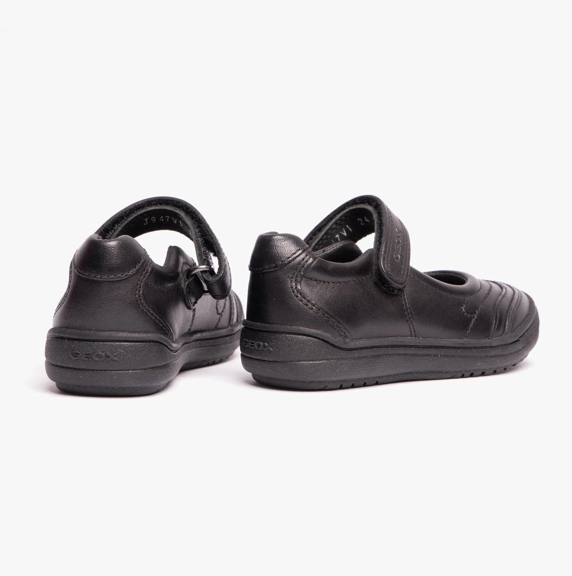 HADRIEL I Girls Leather Touch Fasten School Shoes Black