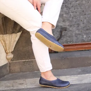 Handmade Barefoot Loafers for Women Navy Blue