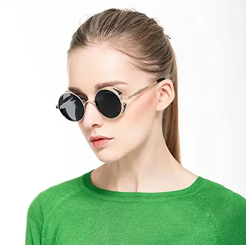 Hippie Retro Vintage Round Sunglasses for women men Metal Frame Shades