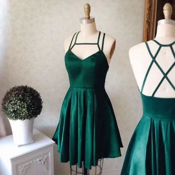 Homecoming Dress Sexy Halter Dark Green Short Prom Dress Party Dress PD402