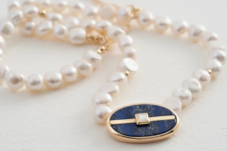 INSPIRE PEARL NECKLACE LAPIS