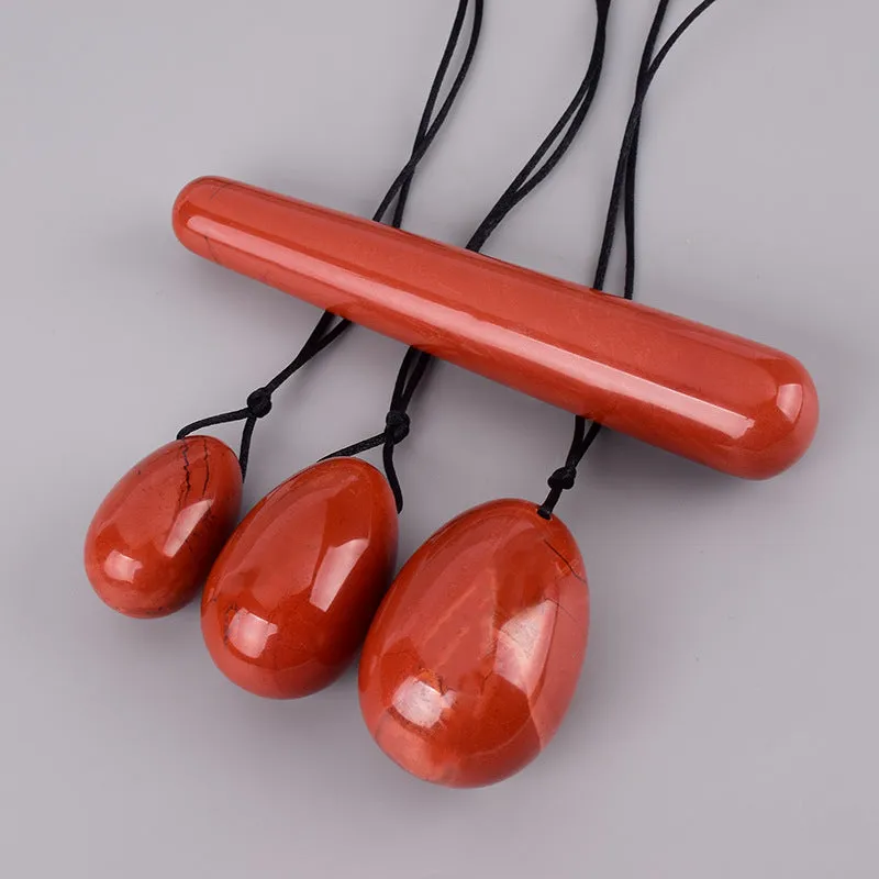 Jade Vulva Egg Massage Stone Redstone Yoni Four-Piece Set Female Postpartum Exercise Massage Stick