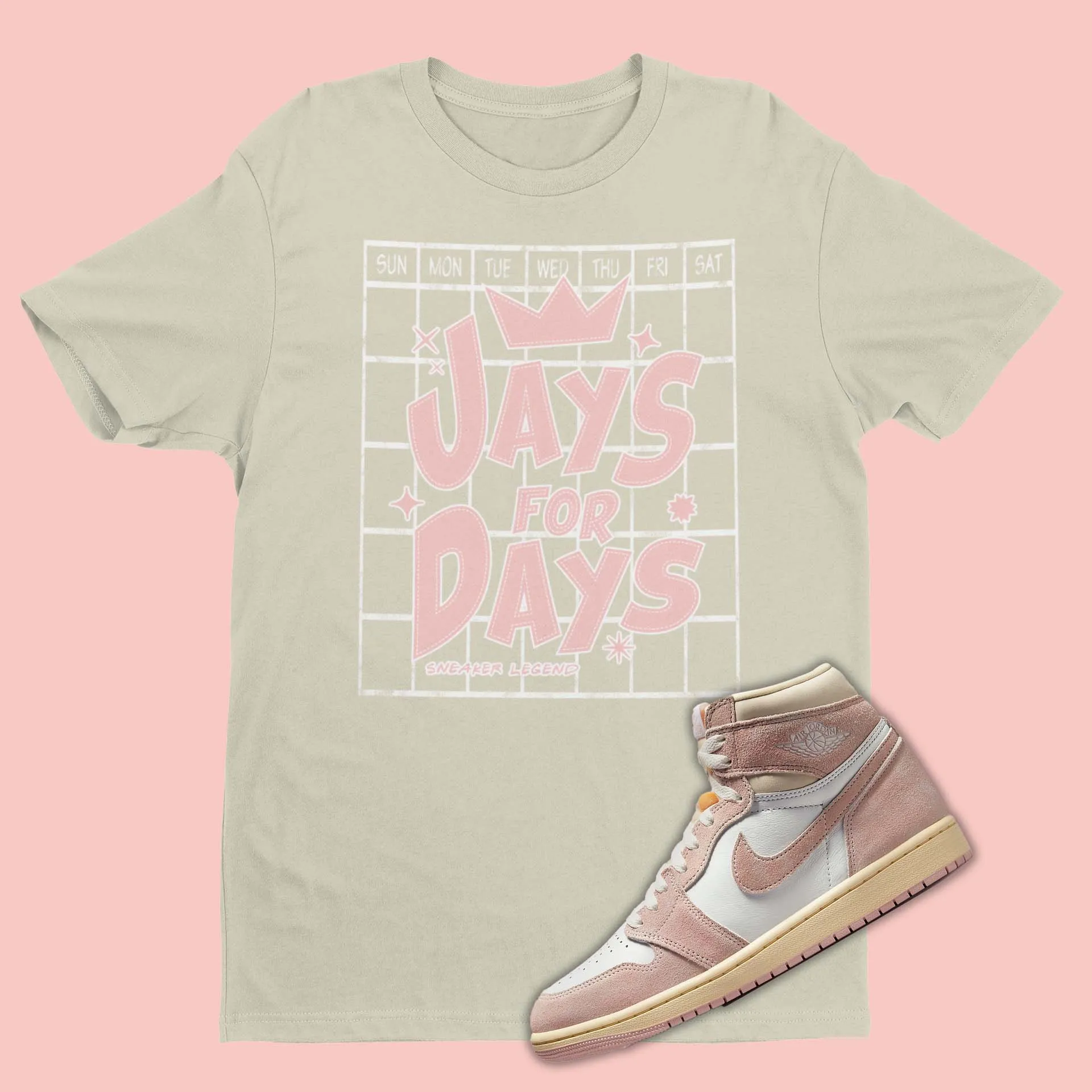 Jays For Days Matching T-Shirt to  Air Jordan 1 High Washed Pink