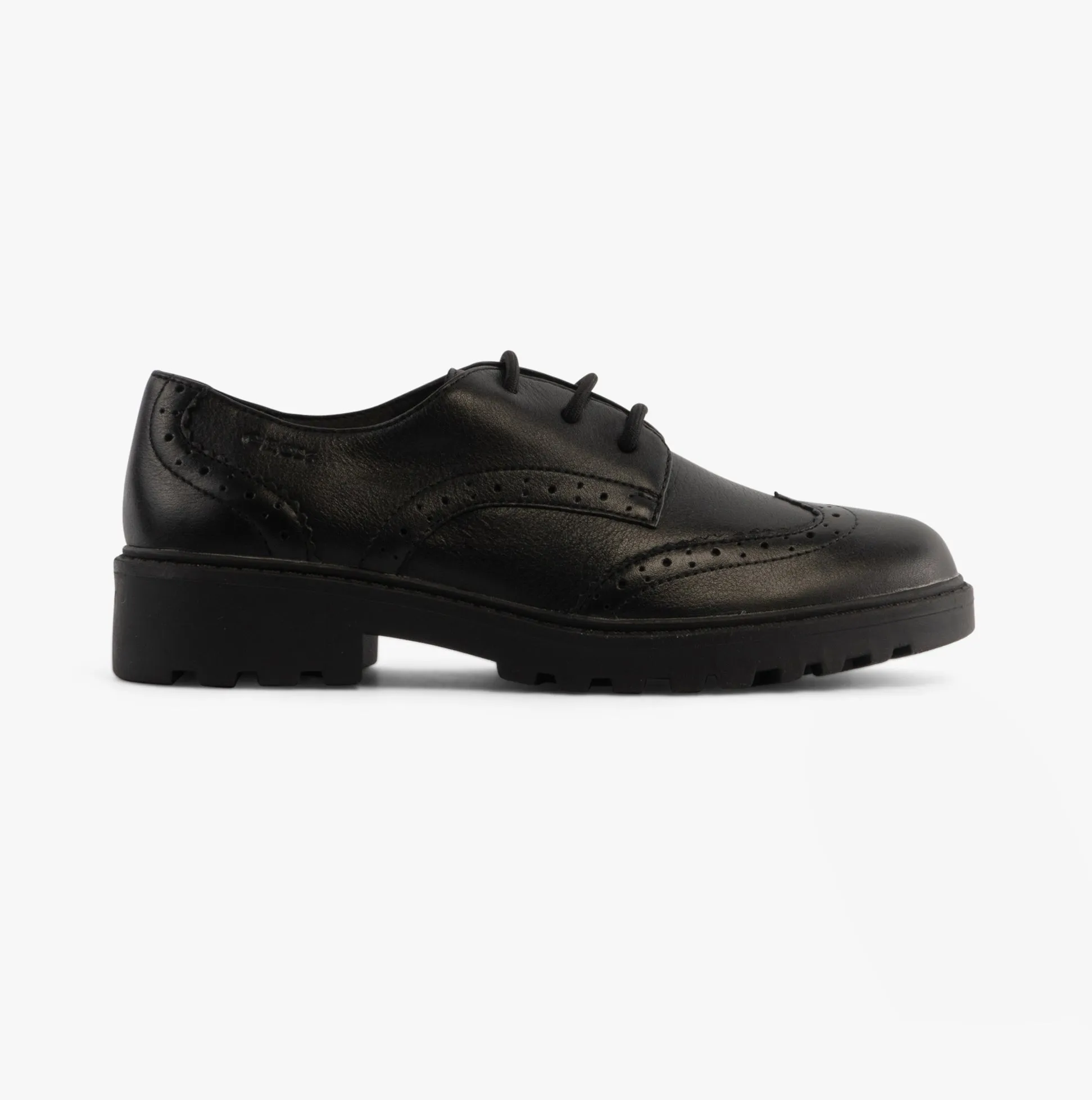 JR CASEY Girls Leather Brogue School Shoes Black