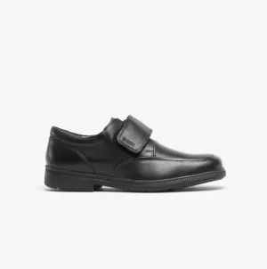 JR FEDERICO Boys Touch Fasten School Shoes Black