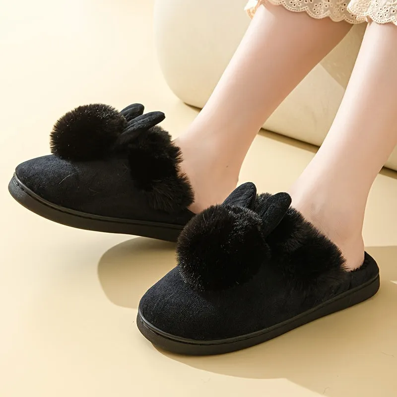 Kawaii Rabbit Charm Slippers - Ultra-Soft Plush Lined, Effortless Slip-On, Premium Warm Winter Shoes for Indoor & Outdoor Adventures