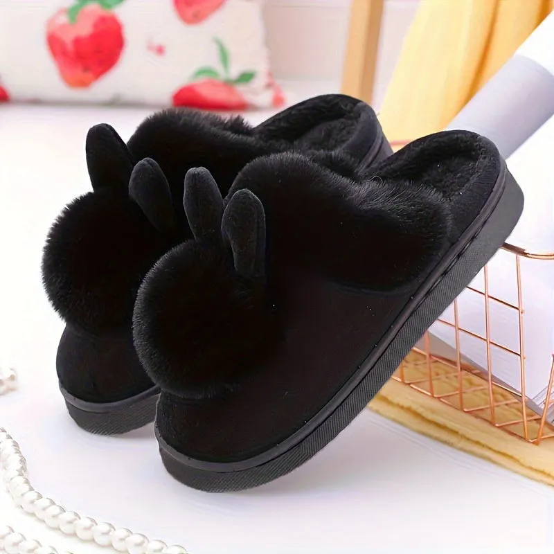 Kawaii Rabbit Charm Slippers - Ultra-Soft Plush Lined, Effortless Slip-On, Premium Warm Winter Shoes for Indoor & Outdoor Adventures