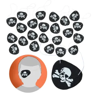 Kicko Black Felt Pirate Eye Patches with Skull Design - Pack