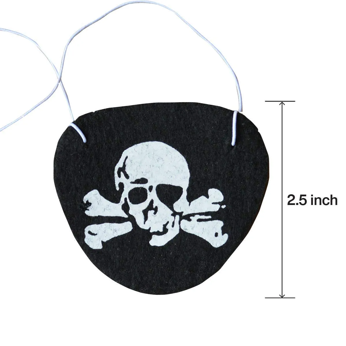 Kicko Black Felt Pirate Eye Patches with Skull Design - Pack