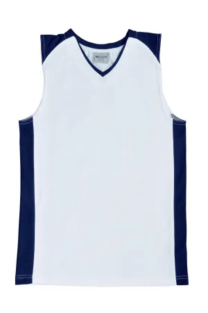 Kids Basketball Singlet - White/Navy