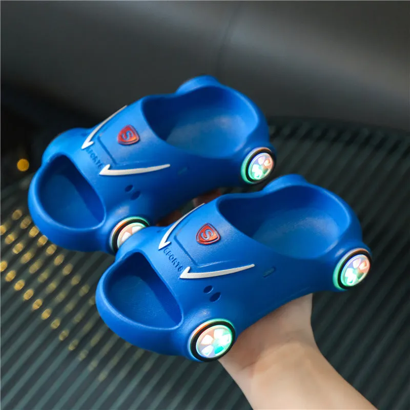 Kids Glowing Catoon Car Slippers AntiSlip Boys Girls Luminous Summer Beach Shoes