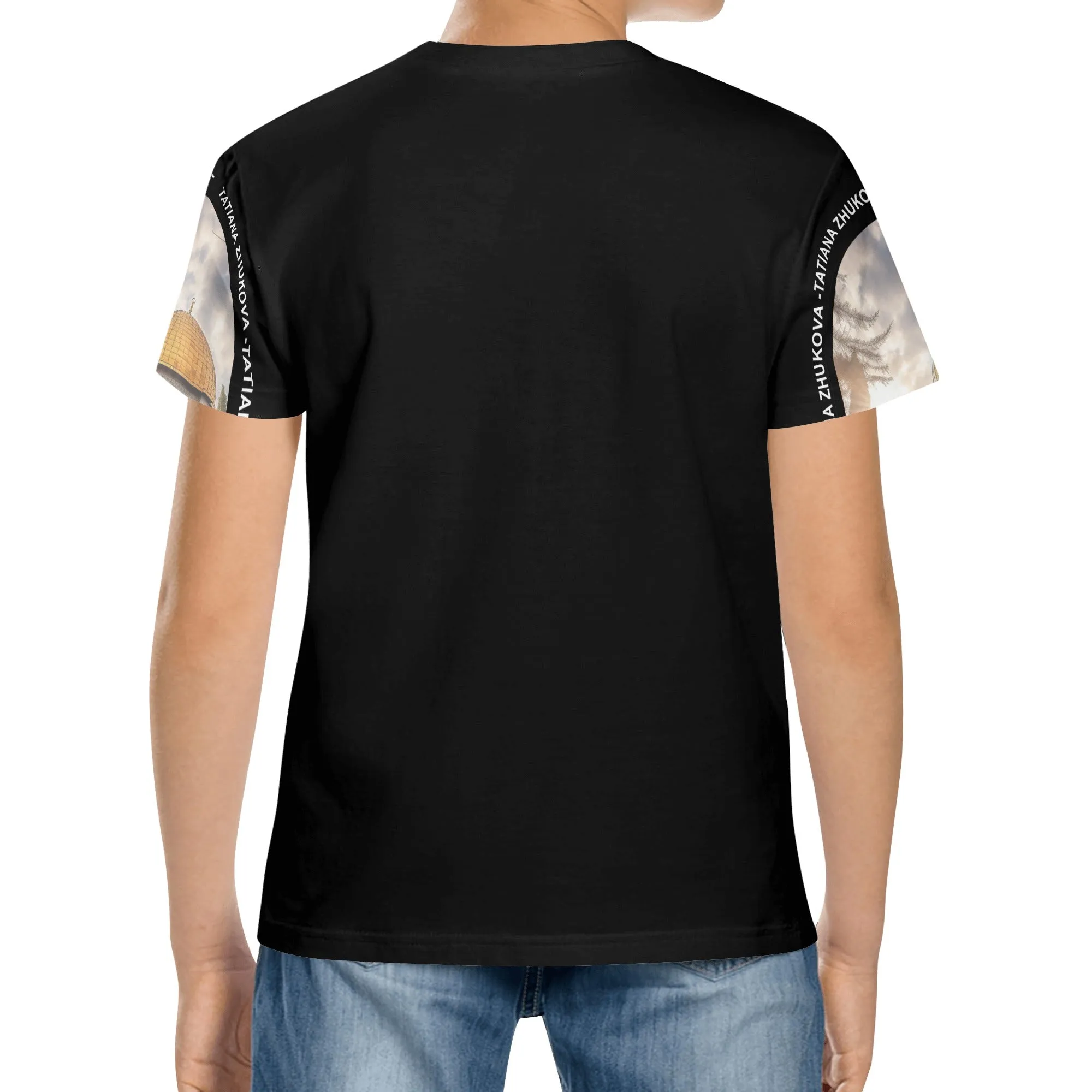 Kids Jerusalem Portrait Short Sleeve T-Shirt - Black