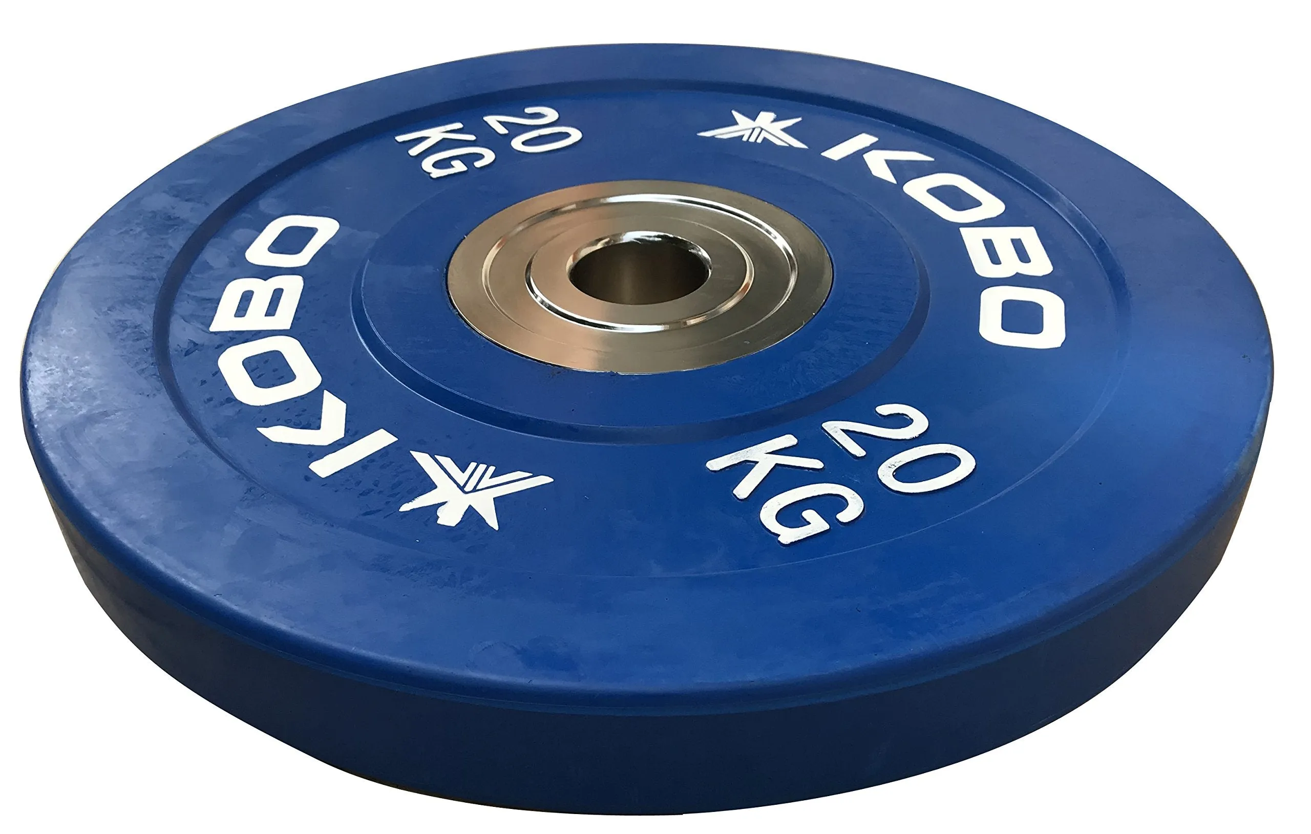 Kobo 20 Kg (51 mm) Bumper Plates Competition Level Olympic Barbell Bar Weight Plate with Machined Steel Collar Elite (Imported) - Sold in Pairs (20 Kg x 2 = 40 Kg)