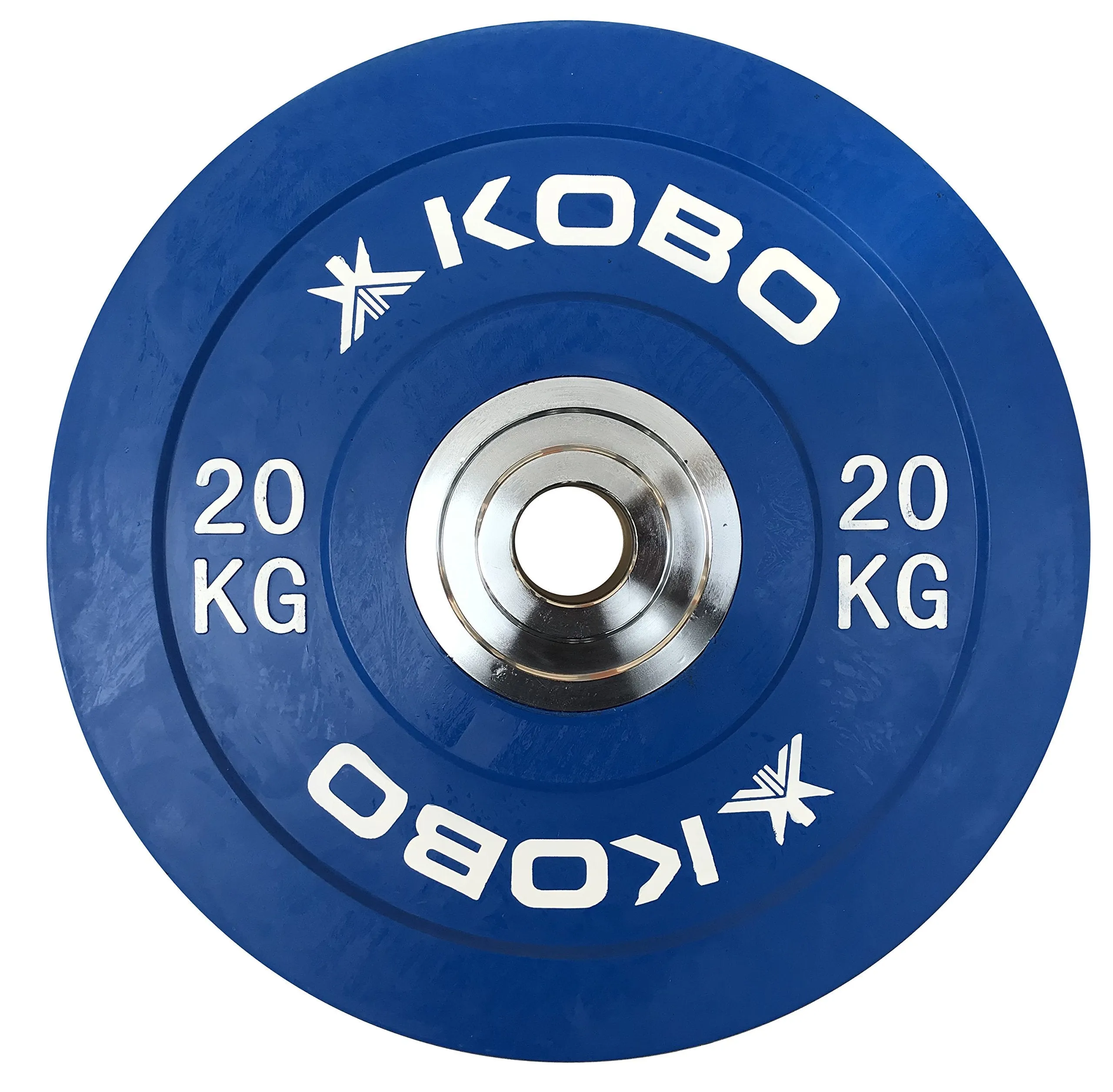 Kobo 20 Kg (51 mm) Bumper Plates Competition Level Olympic Barbell Bar Weight Plate with Machined Steel Collar Elite (Imported) - Sold in Pairs (20 Kg x 2 = 40 Kg)