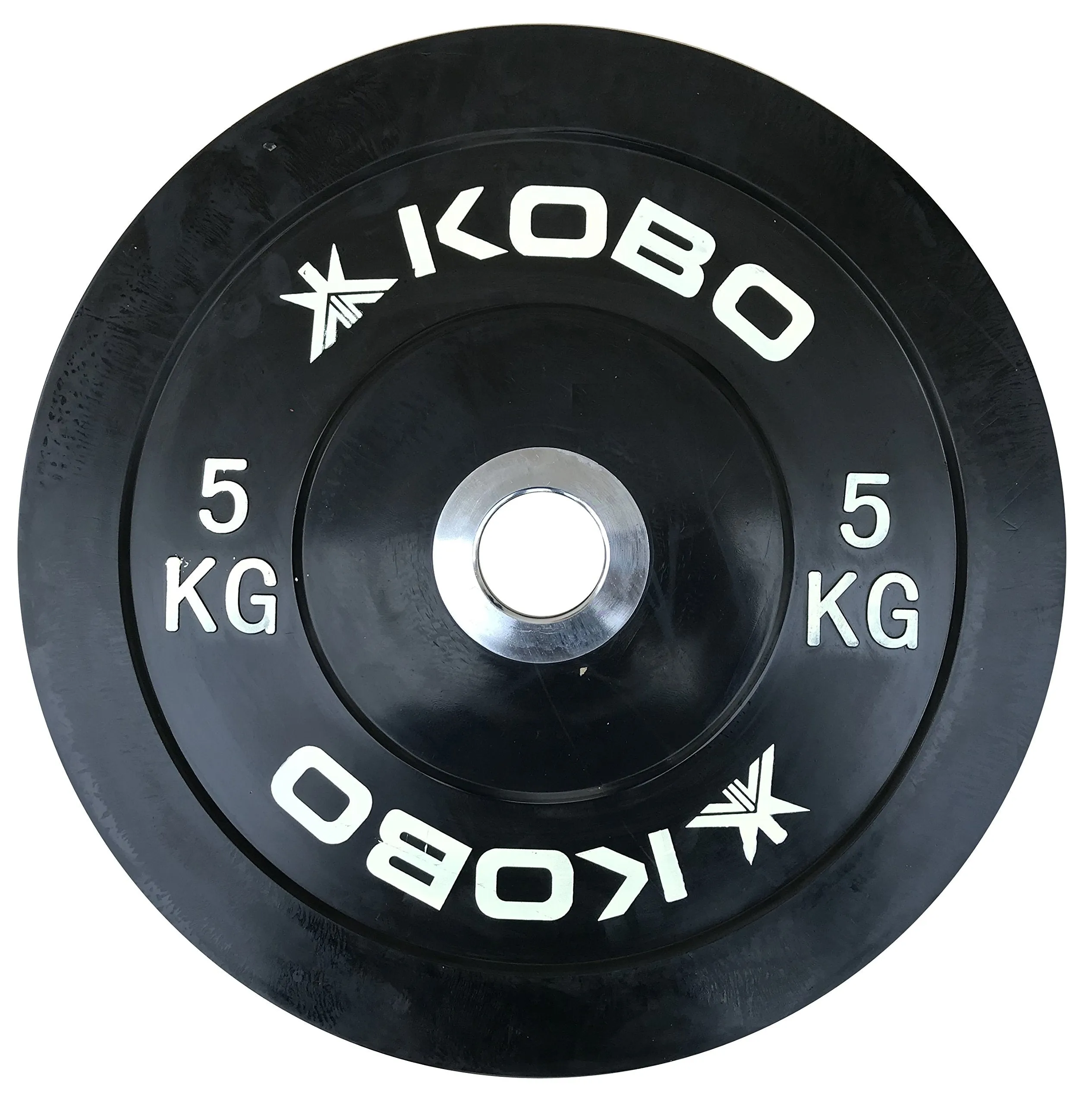 Kobo 5 Kg (51 mm) Bumper Plates Competition Level Olympic Barbell Bar Weight Plate with Machined Steel Collar Elite (Imported) - Sold in Pairs (5 Kg x 2 = 10 Kg)