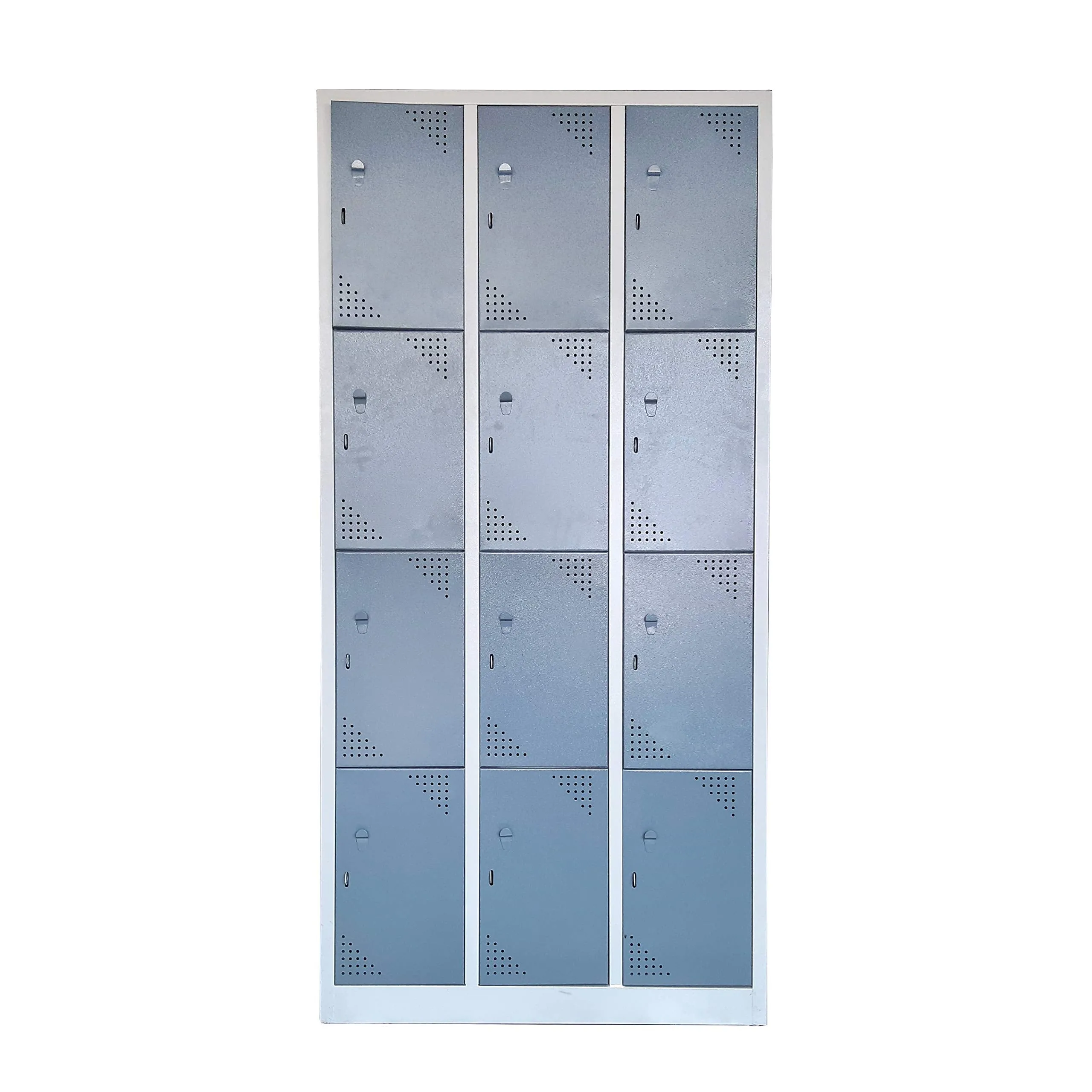 Laxmi KAPAT Metal 12 door industrial locker Storage Cabinet with Staple Locking |for School, Gym, Home, Office (Powder Coated - Light & Dark Grey - 75" X 36" X 19" Inch)