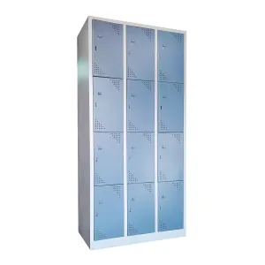 Laxmi KAPAT Metal 12 door industrial locker Storage Cabinet with Staple Locking |for School, Gym, Home, Office (Powder Coated - Light & Dark Grey - 75" X 36" X 19" Inch)