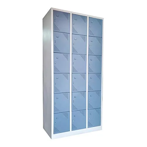 Laxmi KAPAT Metal 18 Door Industrial locker Storage Cabinet with Staple Locking | for School, Gym, Home,Office Powder Coated (Light & Dark Grey,75 X 36 X 19 Inch)