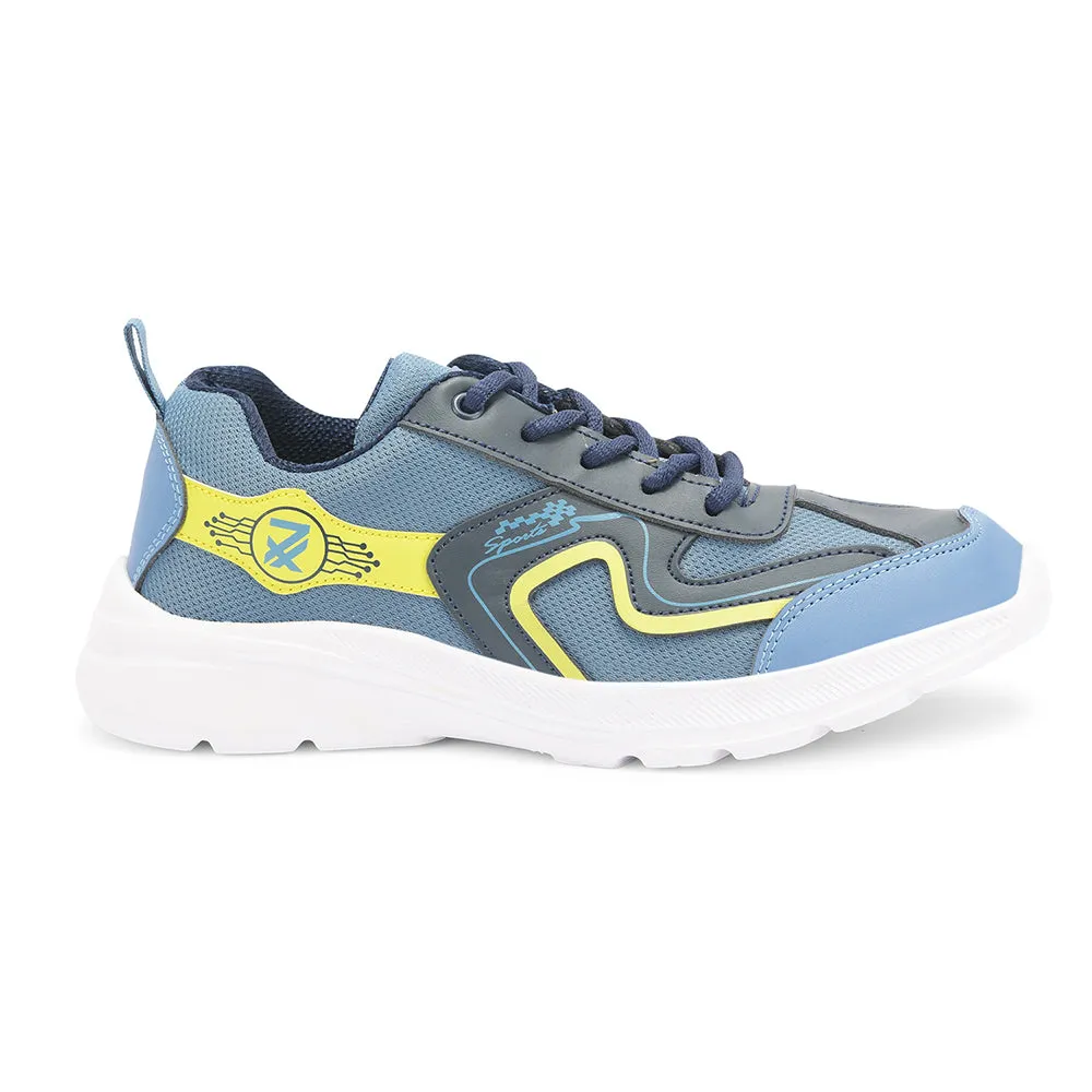 Leap7x By Liberty Kids TRIVAGO-2L Blue Sports Lacing Walking Shoes