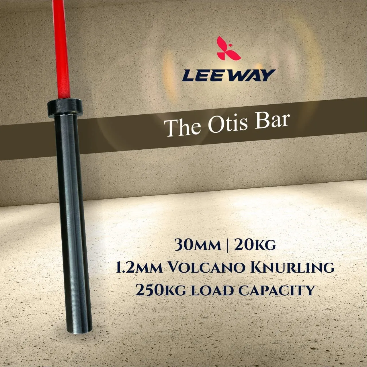 LEEWAY OTIS Olympic Barbell Bar 7.2 feet| Weight Bar 2200mm, 20kg Gym Bar for Heavy Weight Lifting Training Gym Fitness Workout| Weightlifting, Powerlifting, CrossFit| Gym Home Exercises rod Bar 30mm, Red & Black