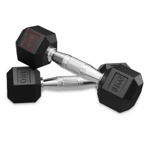 Lifelong Dumbbells Set for Home Gym - Dumbbell Set of 2 with Rubber Coating - Hexa Dumbbell Set for Men & Women - Home Gym Exercise Equipment - Dumbbell Weights (2x 3 Kg Pair) (Black)