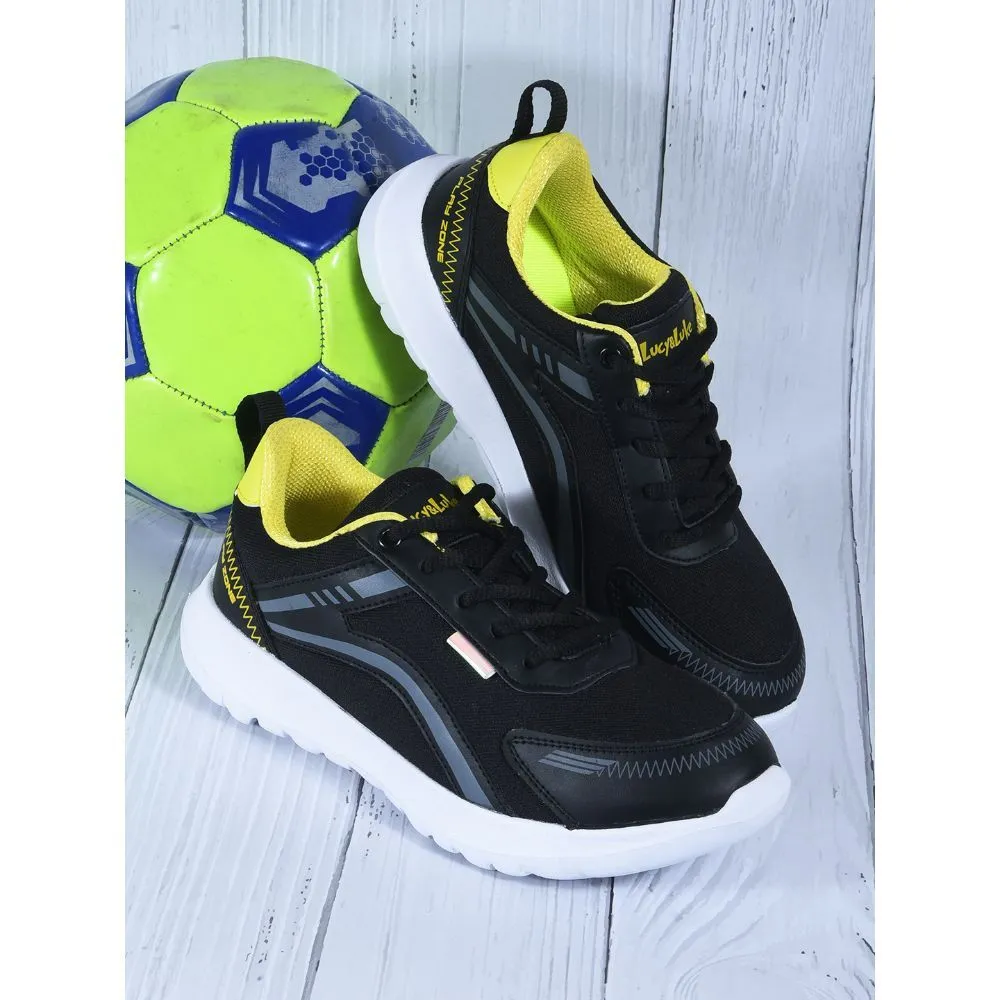 Lucy & Luke Lacing Black Sports Shoes For Kids ZEAL-L By Liberty