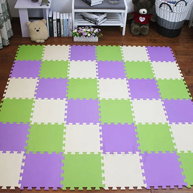 Meitoku baby EVA Foam Play Puzzle Mat/ 18 or 24/lot Interlocking Exercise Tiles Floor Carpet Rug for Kid,Each 30cmX30cm,1cmThick