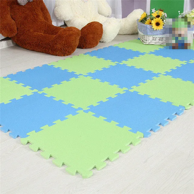 Meitoku baby EVA Foam Play Puzzle Mat/ 18 or 24/lot Interlocking Exercise Tiles Floor Carpet Rug for Kid,Each 30cmX30cm,1cmThick