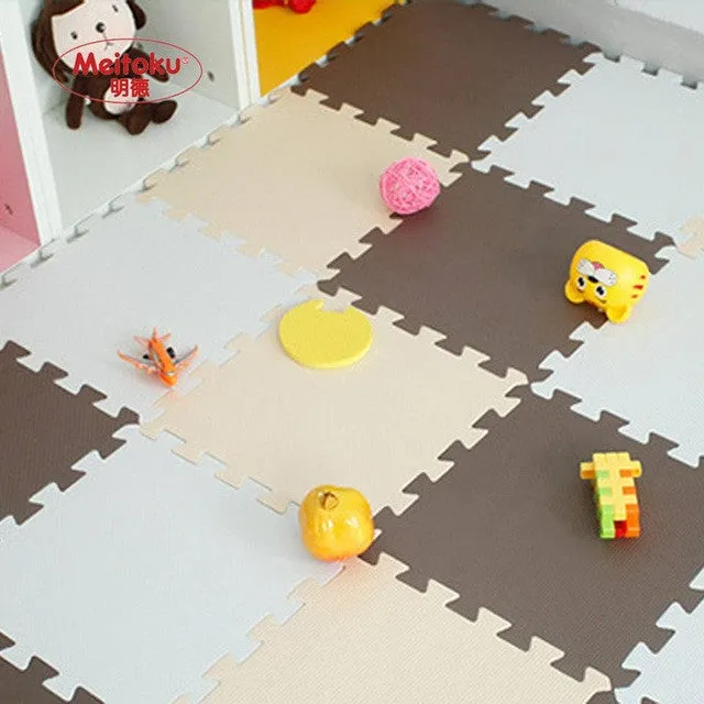 Meitoku baby EVA Foam Play Puzzle Mat/ 18 or 24/lot Interlocking Exercise Tiles Floor Carpet Rug for Kid,Each 30cmX30cm,1cmThick