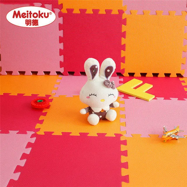 Meitoku baby EVA Foam Play Puzzle Mat/ 18 or 24/lot Interlocking Exercise Tiles Floor Carpet Rug for Kid,Each 30cmX30cm,1cmThick