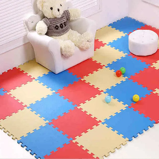 Meitoku baby EVA Foam Play Puzzle Mat/ 18 or 24/lot Interlocking Exercise Tiles Floor Carpet Rug for Kid,Each 30cmX30cm,1cmThick