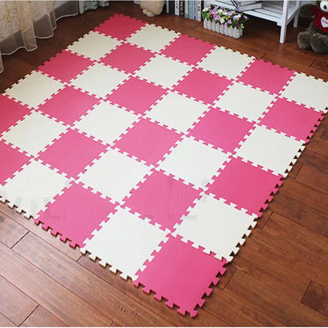 Meitoku baby EVA Foam Play Puzzle Mat/ 18 or 24/lot Interlocking Exercise Tiles Floor Carpet Rug for Kid,Each 30cmX30cm,1cmThick