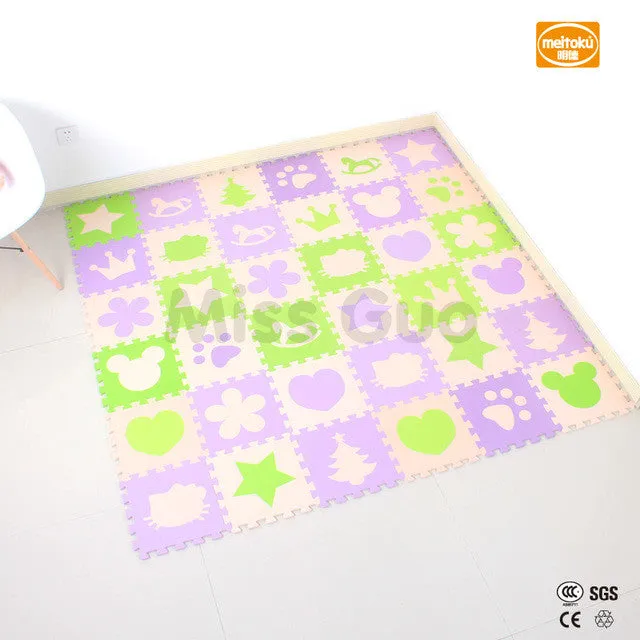 Meitoku baby EVA foam puzzle play mat/10pcs/lot Interlocking Exercise floor mat,per 30cmX30cm 1cmThick