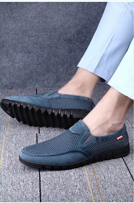 Men's Casual Mesh Walking Shoes Slip On Loafers Comfortable Lightweight Breathable Flats Shoes