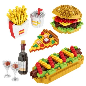 Mini Blocks Moc Fast Food Burger Ice Cream French Fries Diamond Blocks DIY Puzzle Assembly Ornament Children's Toys Holiday Gift